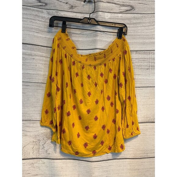 Old Navy Boho Floral Long Sleeve Off-Shoulder Top Size M - Picture 1 of 4
